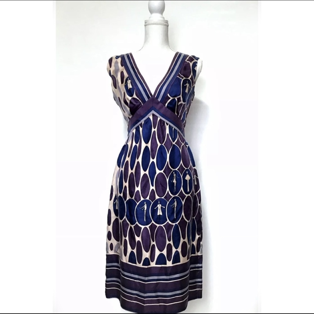 Cynthia Rowley Silk Purple Unique Print Dress SZ 4